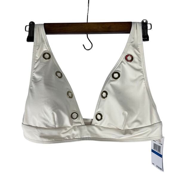 NEW Michael Kors Two Piece Halter Top Grommet-Detail Bikini Set Women's Bone XL - Picture 1 of 11